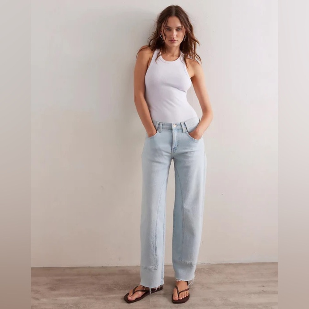 Free People Risk Taker Light Blue Wide Leg Jeans